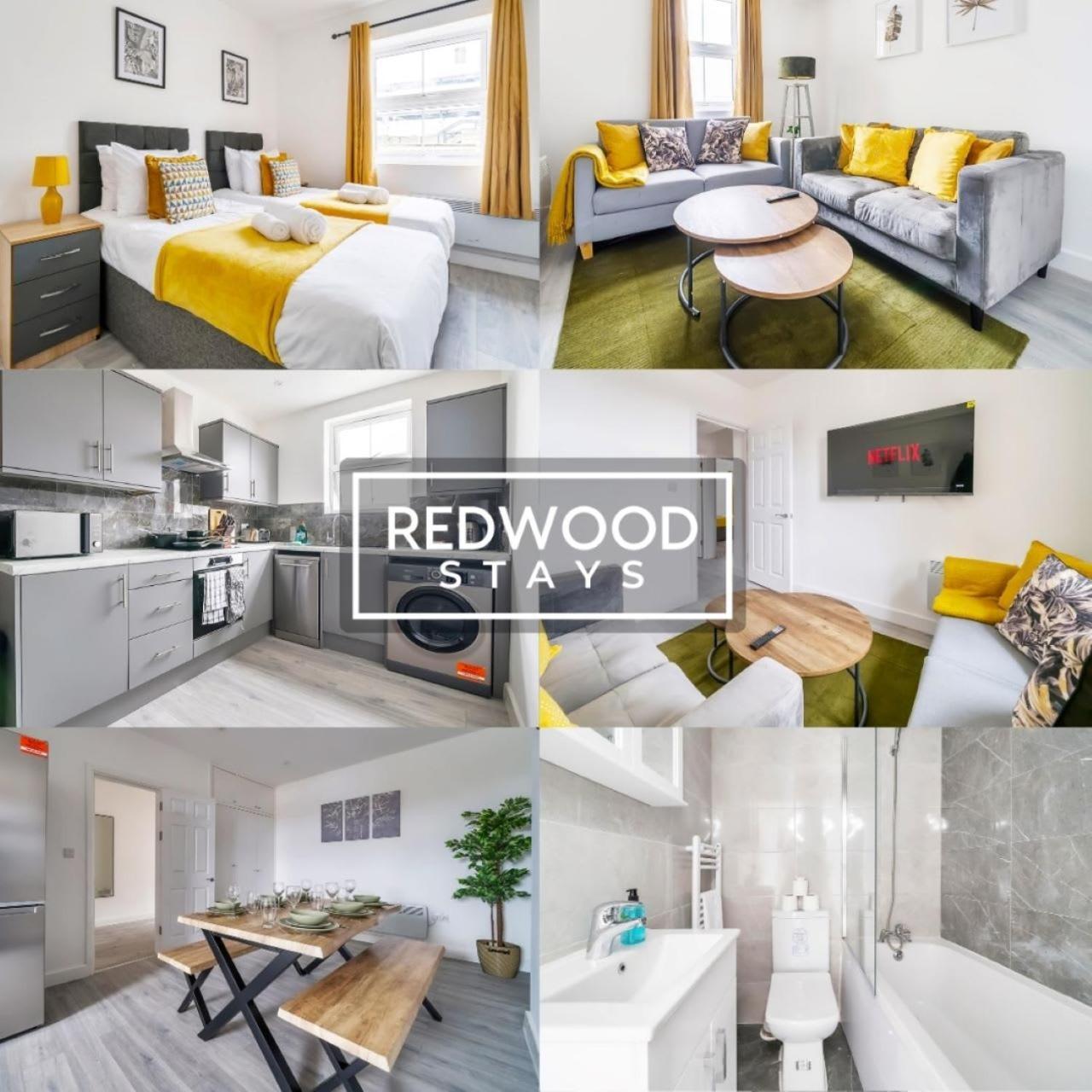 Brand New, 2 Bed 1 Bath, Modern Town Center Apartment, Free Wifi & Netflix By Redwood Stays 올더숏 외부 사진